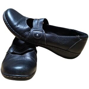 Clarks Bendables Leather Mary Jane Comfort Flats Shoes Women Size 10M Black